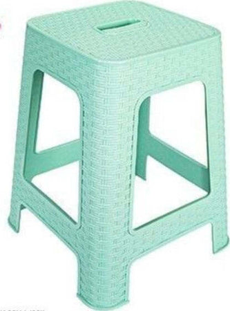 Sgabello-In-Plastica-Rattan-Verde-Acqua-H-45,5-Cm-Sedia-Complemento-D'arredo