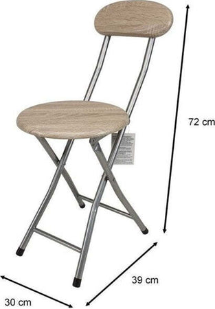 Sgabello-Pieghevole-In-Legno-Scuro-E-Metallo-Con-Appoggio-Schienale-Campeggio