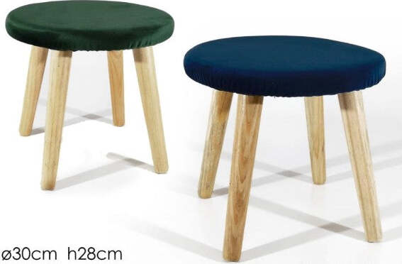 Sgabello-Tondo-Blu-Pouf-Sfoderabile-Casa-Seduta-Comoda-Struttura-In-Legno-30xh28