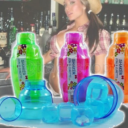 Shaker 220ml + 8 Cubetti In Plastica Riutilizzabili Filtro Cocktail Drink Party Casa e cucina/Utensili da cucina/Accessori vino e bar/Stampi per ghiaccio Trade Shop italia - Napoli, Commerciovirtuoso.it