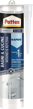 Silicone a rapida polimerizzazione ideale per bagni 300 ml trasparente Fai da te/Ferramenta/Adesivi e sigillanti/Silicone La Zappa - Altamura, Commerciovirtuoso.it