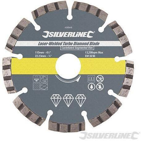Silverline Lama disco diamantata con bordature turbo a laser per edilizia