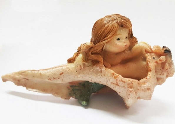 Sirena-Conchiglia-Rocciosa-12x6x6cm-Ornamento-Acquario-Decorazioni-Arredo-Pietra