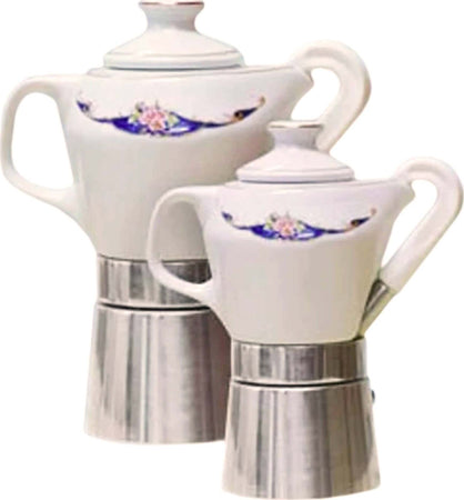 Sirge Caffettiera Moka 4 Tazzine Porcellana Fine Certificata Decorata Oro Moka Tradizionale Ceramica 4/6 Persone, Base in Alluminio Casa e cucina/Tè e caffè/Moke e caffettiere La Bottega del Risparmio - Bari, Commerciovirtuoso.it