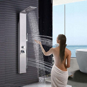 Sistema-Pannello-Doccia-Curvo--69213-Acciaio-Doccetta-Soffione-22x48x156cm