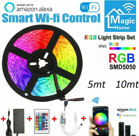 Smart Striscia LED Alexa 5M Google Home WiFi 5050 RGB SMD KIT Strip LED IP65 Illuminazione/Strisce LED Zencoccostore - Formia, Commerciovirtuoso.it