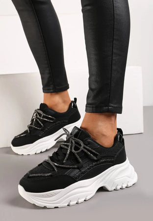 Elina - Sneakers con lacci strass