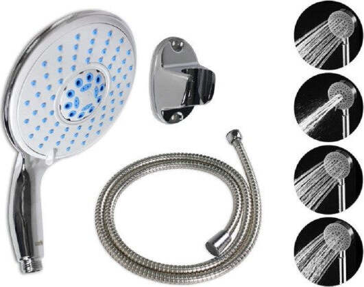 Soffione-Con-Tubo-Flessibile-1,8m-Con-Supporto-Muro-Doccetta-Doccia-Bagno-52054