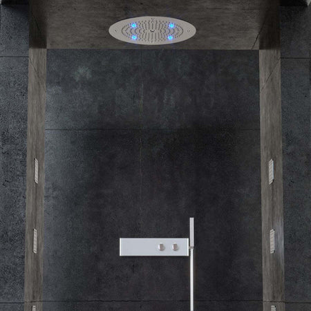 Soffione Doccia LED a Soffitto Installazione Da Incasso Acciaio Inox Tondo Fai da te/Attrezzature per cucine e bagni/Attrezzature per bagni/Docce e componenti doccia/Filtri supporti e soffioni doccia/Docce fisse Ogomondo - Martina Franca, Commerciovirtuoso.it