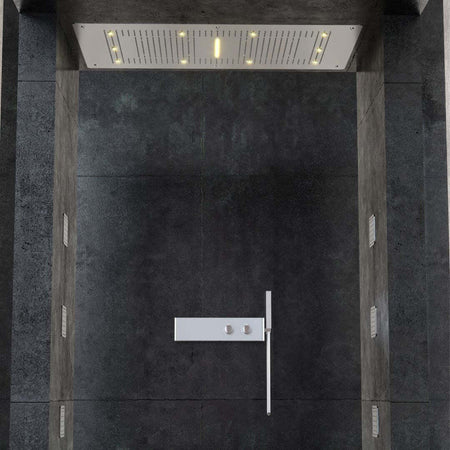 Soffione Doccia LED a Soffitto Installazione Da Incasso Con Cascata Acciaio Inox Rettangolare Fai da te/Attrezzature per cucine e bagni/Attrezzature per bagni/Docce e componenti doccia/Filtri supporti e soffioni doccia/Docce fisse Ogomondo - Martina Franca, Commerciovirtuoso.it