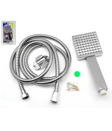 Soffione Quadrato Grande Con Tubo 2 Mt Flessibile Set Bagno Doccia Tropicale