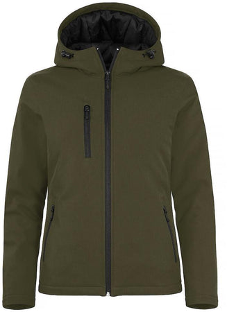 Softshell Verde Militare Giubbino Donna Imbottito da Lavoro con Cappuccio Tempo Libero Impermeabile Traspirante