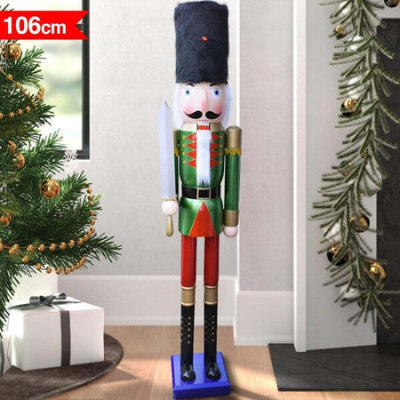 Soldato-Schiaccianoci-Di-Natale-In-Legno-Altezza-106cm-Decorazioni-Natalizie