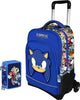 Sonic-Face-Faccia-Zaino-Trolley-Scuola-+-Astuccio-3-Zip-Completo