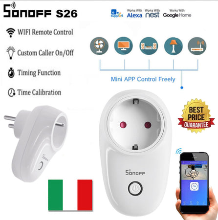 Sonoff S26TPF-DE Wifi Presa Intelligente Socket Timer App Per Alexa Google Casa Fai da te/Materiale elettrico/Prese elettriche ed accessori/Spine intelligenti e telecomandate Zencoccostore - Formia, Commerciovirtuoso.it