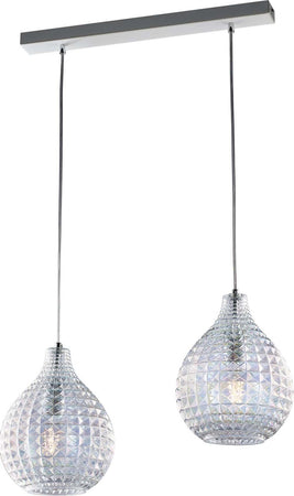 Sospensione-2-Luci-Diamante-A-Binario-Ferro-Bianco-E-Vetro-Soffiato-Trasparente