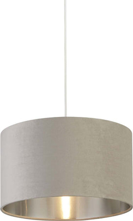 Sospensione-Contemporanea-Tamburo-Acciaio-Grigio-Velluto-Grigio-1-Luce-D38Cm