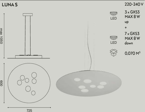 Sospensione-Gea-Luce-LUNA-S-GX53-LED-72x60-biemissione-alluminio-metacrilato-lampadario-moderno-interno