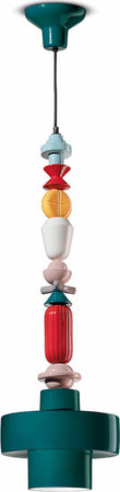 Sospensione-Grande-Tonda-Vintage-Decò-Lariat-Ceramica-Verde-Petrolio-1-Luce-E27