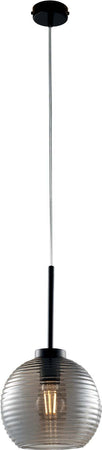 Sospensione-Moderna-Ankara-1-Luce-Ferro-Nero-Vetro-Soffiato-Grigio-Specchiato
