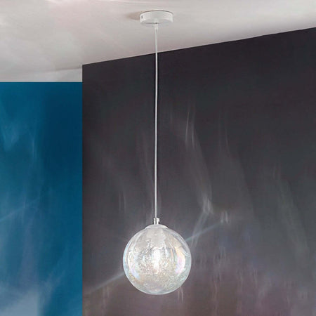 Sospensione-moderna-Due-P-MOON-2708-SM-E27-LED-vetro-iridato-lampadario-sfera