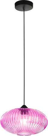 Sospensione-Ovale-Moderna-Plisse-Rosa-1-Luce-E27-In-Vetro-Rigato