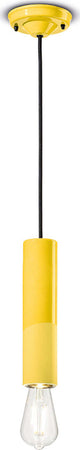 Sospensione-Piccola-Vintage-Decò-Pi-Ceramica-Giallo-Limone-1-Luce-E27