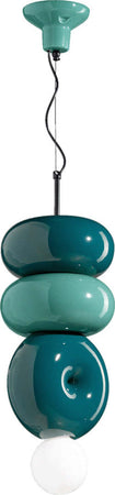 Sospensione-Vintage-Decò-Bumbum-2+1-Elementi-Ceramica-Turchese-Verde-1-Luce-E27
