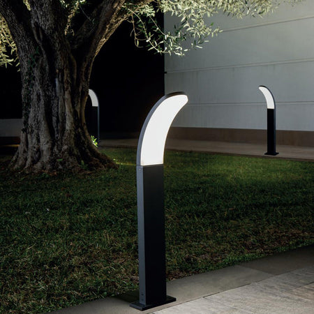 Lanterna a paletto "Virgola" lampada da esterno in alluminio h 62,5 cm