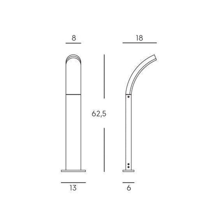 Lanterna a paletto "Virgola" lampada da esterno in alluminio h 62,5 cm