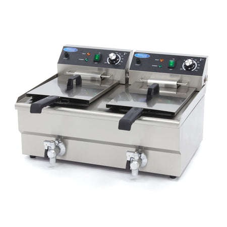 Friggitrice - 2 x 13L - 2 Cestelli - con Rubinetto di Scarico