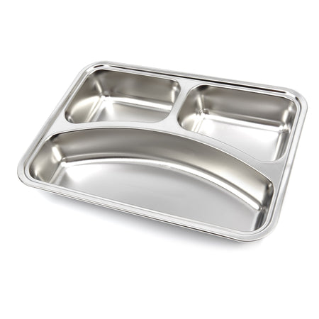 Piatto - 3 Scomparti - Acciaio Inox - Lavabile in Lavastoviglie