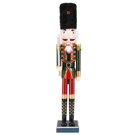 Statuetta decorativa "Soldatino schiaccianoci" in legno decorazione natalizia h 55 cm