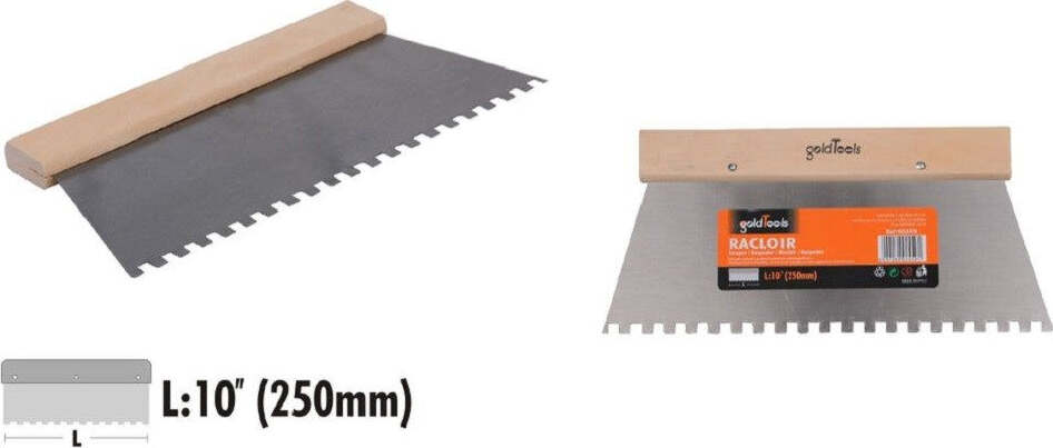 Spatola Dentata Raschietto Trapezoidale Acciaio Impugnatura Legno 10? 250mm 90459 Fai da te/Utensili elettrici e a mano/Utensili a mano/Raschietti Trade Shop italia - Napoli, Commerciovirtuoso.it