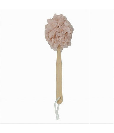 Spazzola Doccia Lava Schiena Spugna A Rete Rosa Esfoliante Manico In Legno 79595