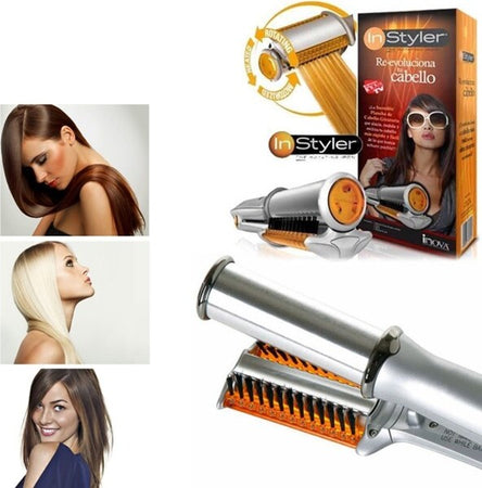 Spazzola-Piastra-Rotante-Per-Capelli-Lisci-Ricci-Arriccia-Stira-In-Ceramica
