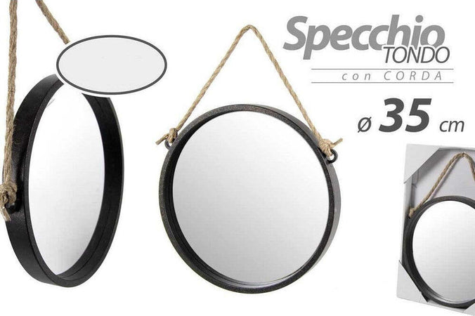 Specchio 35 Cm Con Corda Specchiera Parete Appeso Muro Tondo Moderno Nero 777059 Casa e cucina/Decorazioni per interni/Specchi/Specchi da parete Trade Shop italia - Napoli, Commerciovirtuoso.it