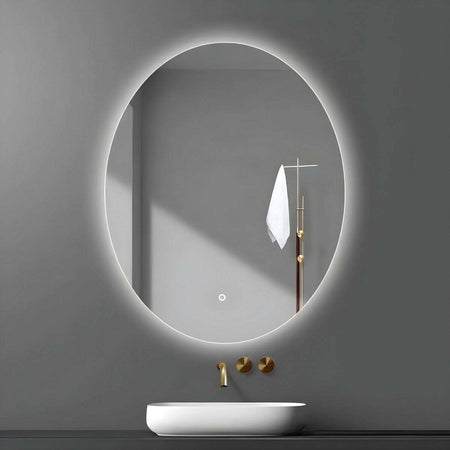Specchio-5-mm-Ovale-Retroilluminato-Led-Interruttore-Touch-PVC-e-MDF
