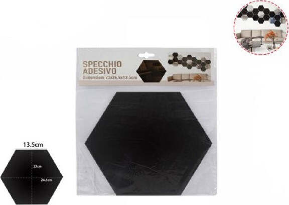 Specchio-Adesivo-Esagonale-Adesiva-Murale-Arredamento-Casa-23x26.5x13.5-Cm-70880