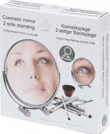 Specchio-Cosmetico-16cm-Zoom-3x-Fronte/retro-Con-Appoggio-Viso-Barba-Per-Bagno