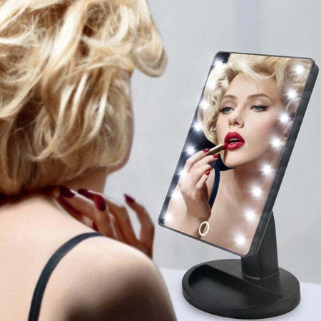 Specchio-Da-Trucco-Illuminato-16-Led-Portatile-Make-Up-Cosmetico-Camerino