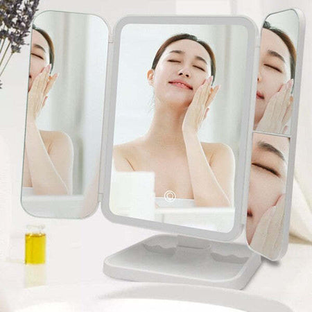 Specchio-Make-Up-Illuminato-Con-Luci-Led-Specchi-Regolabili-Trucco-Ricaricabile