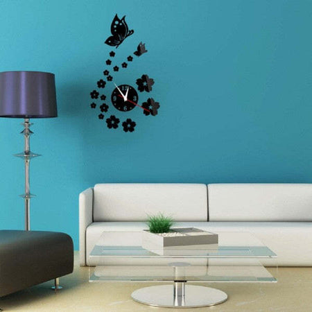 Specchio-Parete-Adesivi-3d-Orologio-Motivo-Farfalla-Fiore-Soggiorno-Decorazione