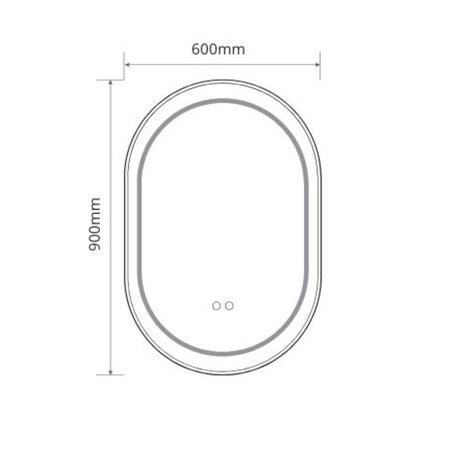 Specchio smart ovale YJ-2004ORO con cornice oro in acciaio inox satinato 90x60 cm.