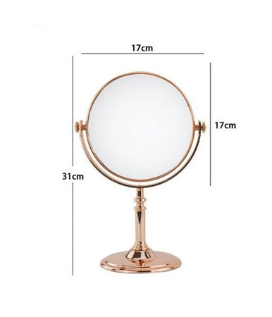 Specchio Tavolo Girevole Make Up Trucco Accessorio Bagno Oro Rosa Donna 8″ 69415
