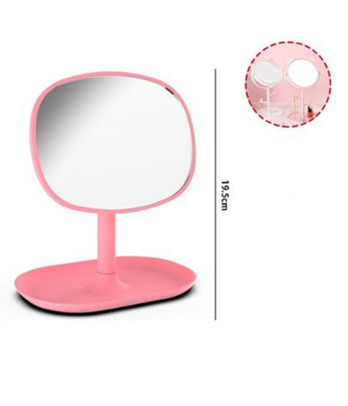 Specchio Trucco Da Tavolo 19.5cm Arredo Bagno Casa Con Vassoio Makeup Rosa 69948