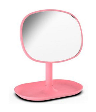 Specchio Trucco Da Tavolo 19.5cm Arredo Bagno Casa Con Vassoio Makeup Rosa 69948