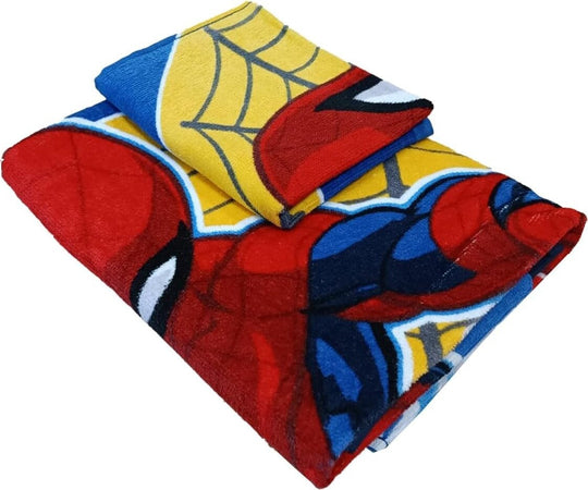 Spiderman-Set-2-Asciugamani-Bagno-Ufficiali-Marvel-Asciugmano-Viso-+-Asciugamano-Ospite