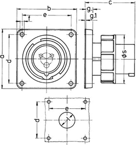 Spina-a-parete-dritta-32A-3P+T-230V-grado-IP67-Mennekes