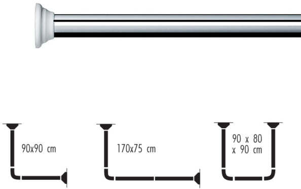 Spirella Bar asta per tenda doccia angolare modulare da fissare in Alu DECOR UNIVERSAL Finitura lucida